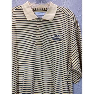 TEHAMA Men's Striped Golf Polo Shirt Hang Em Dry Moisture Management XL‎
